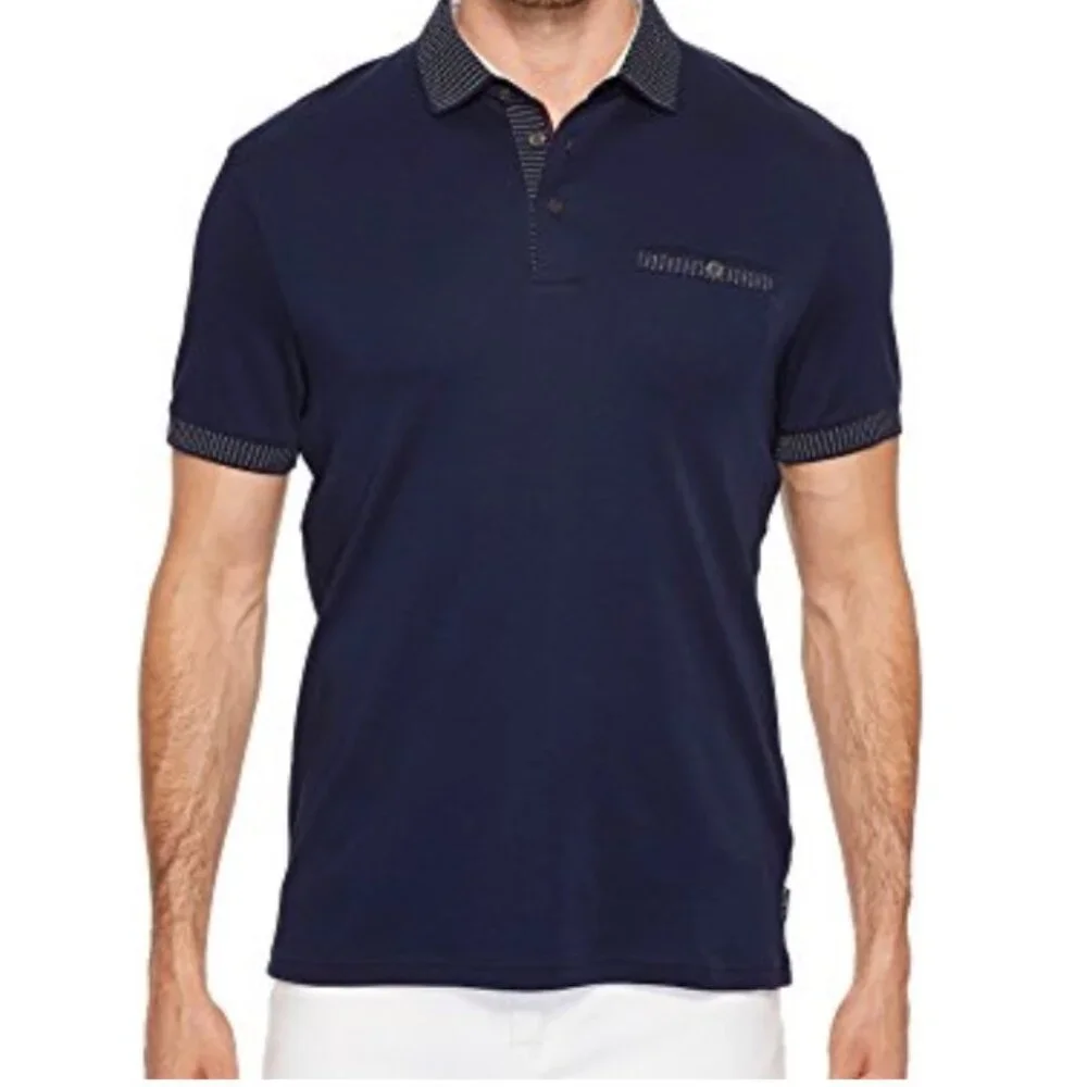Ted Baker Rickee Polo Blue/Pink Detail SZ L (4)
